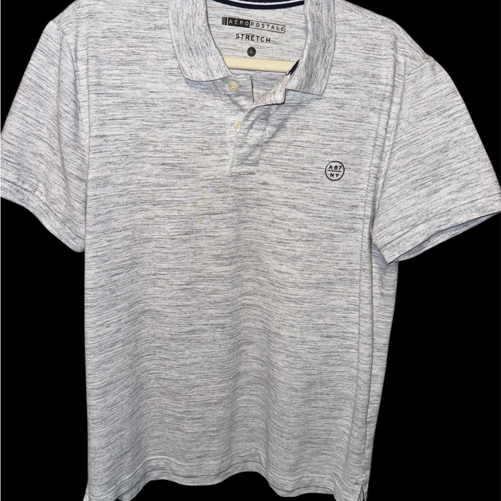 Aeropostale Heather Gray Stretch Polo Shirt